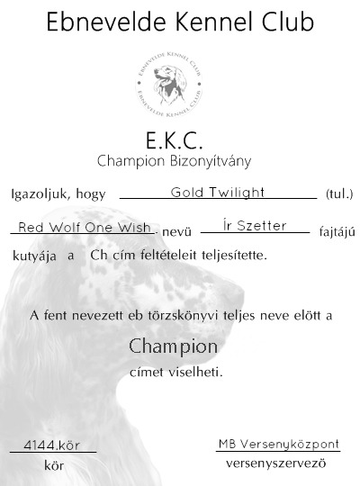 Ch Red Wolf One Wish